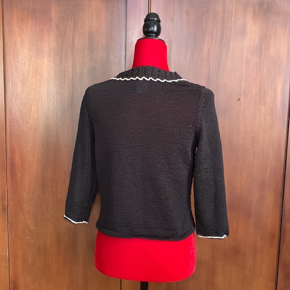 Retro Black and White Crocheted Sweater S/M - Picture 2 of 10